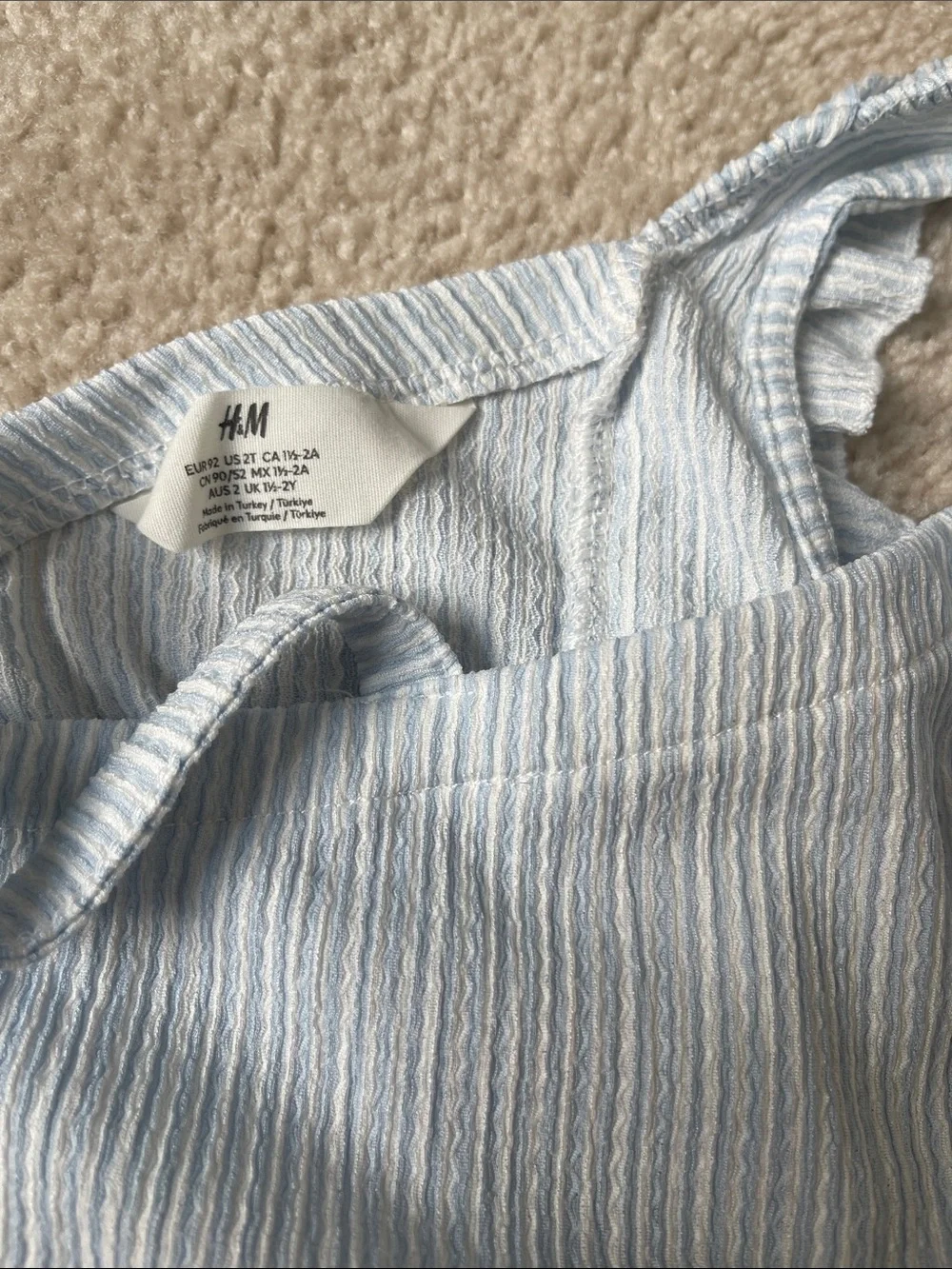 H&M Light Blue & White Striped Elastic-Waist Skirt Set